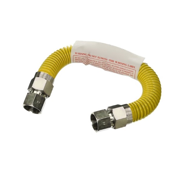 Flextron Gas Line Hose 3/8'' O.D.x12'' Len 1/2" FIP Fittings Yellow Coated Stainless Steel Flexible Connector FTGC-YC14-12B - main